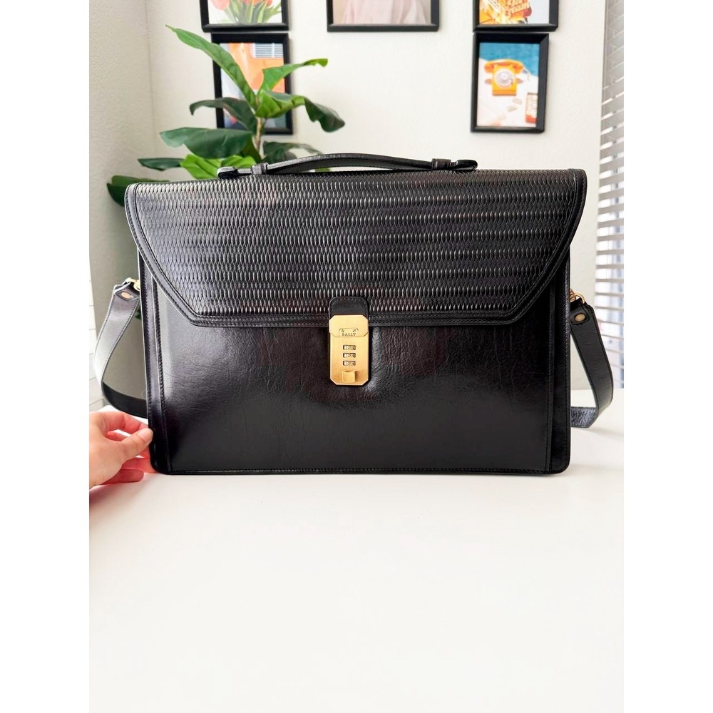 Vintage Bally Leather Briefcase Italy Reptile Embossed Laptop Business Bag - Picture 5 of 9